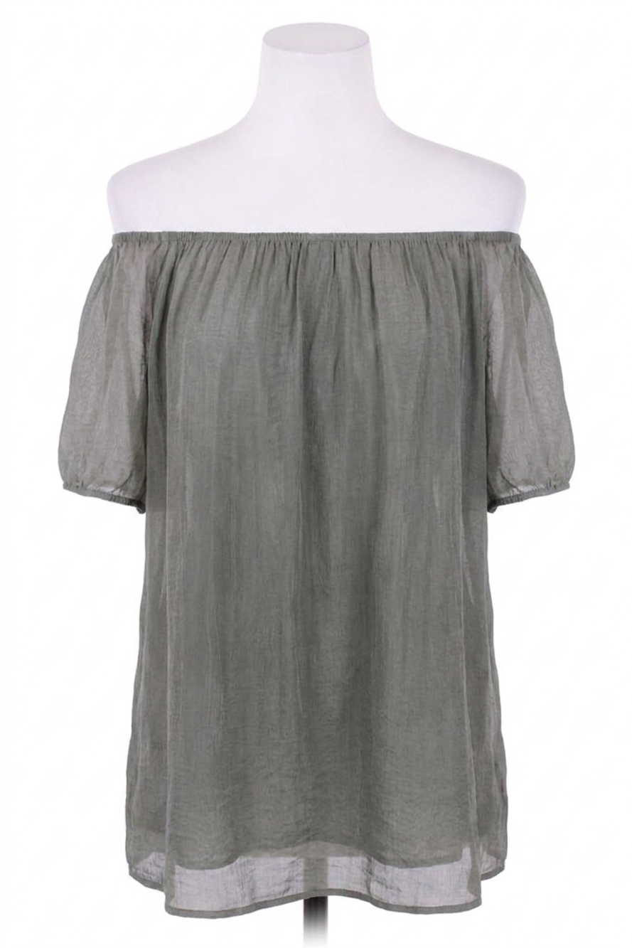 NEW GIGI MODA contadina off-shoulder blouse in olive
